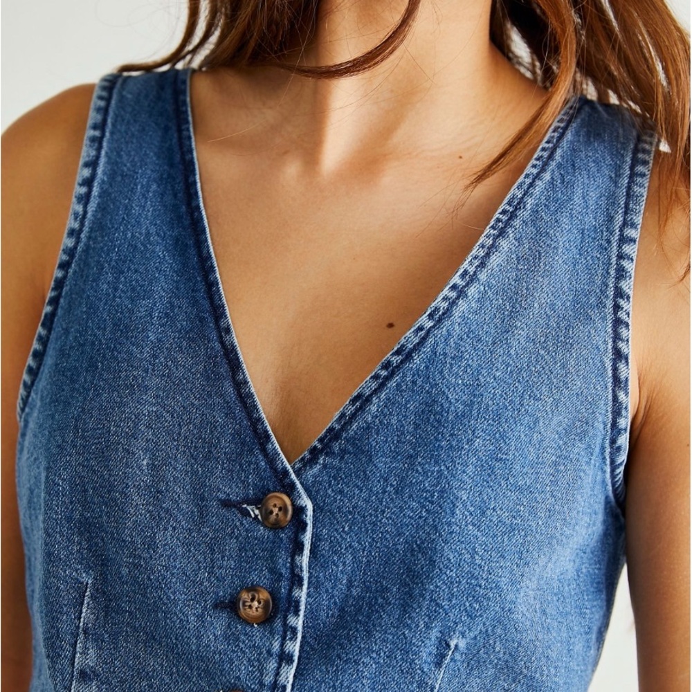 Women's Blue Denim Vest “LIKE CRAZY” M